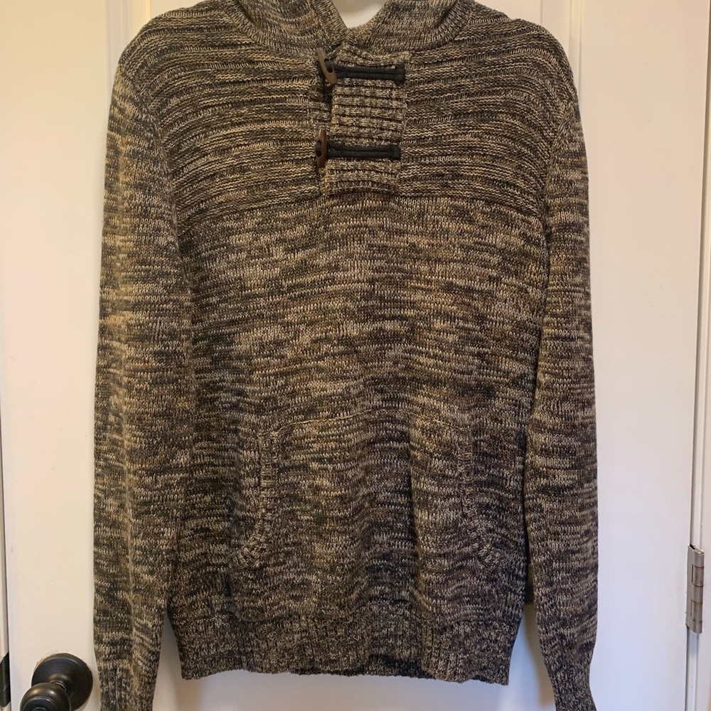Retrofit Brown Hooded Thick Sweater with Hood